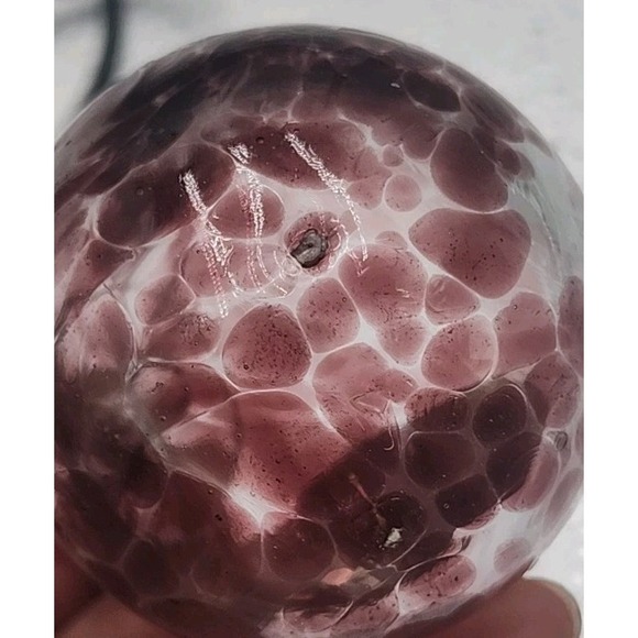Mauve Spotted Hand Blown Art Glass Orb Christmas Ornament Gazing Ball vtg PBarn? - Picture 13 of 13